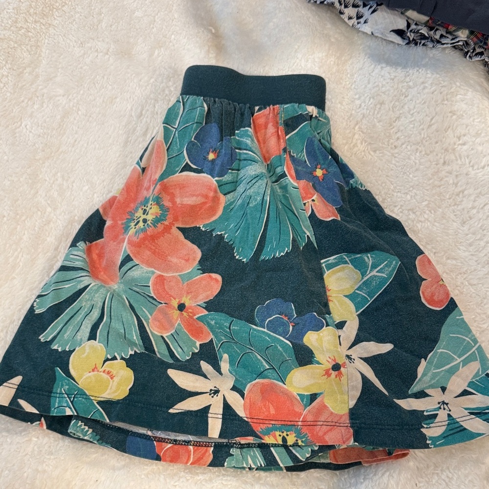 Tea Collection Floral Skort in Teal and Coral